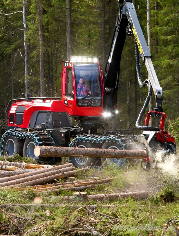 Работа трактора в лесу